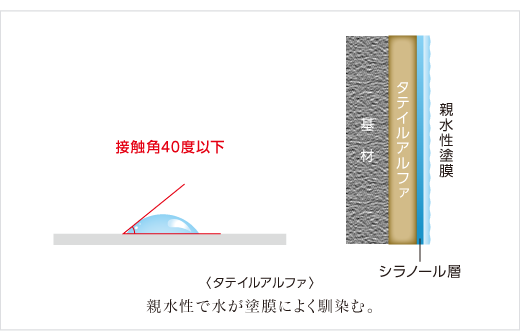 親水性で水が塗膜によく馴染む。